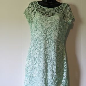 Women's No Boundaries Mint Green Dress With Lace Size Large
